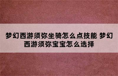 梦幻西游须弥坐骑怎么点技能 梦幻西游须弥宝宝怎么选择